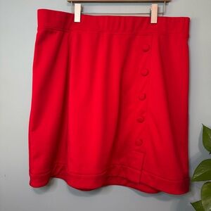 Molly + Isadora Red Pull on Skirt with Buttons. Women’s 2X